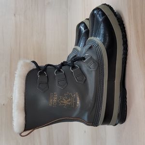 Sorel Manitou Kaufman Men's Gray Black Leather/Rubber Waterproof Boots